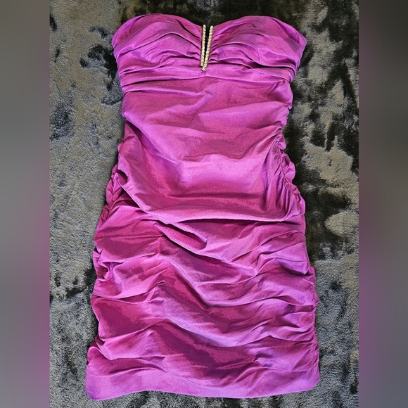Iridescent Purple Ruched Dress - Picture 2 of 5